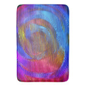 ピンクのスパイラルレインボー、レリーフ、 浮き彫りと汚れたストライプ バスマット (正面縦)