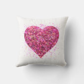 ピンクのスパーキンググリッターハート愛 クッション (裏面)