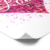 ピンクのスパーキンググリッターハート愛 ポスター (角)