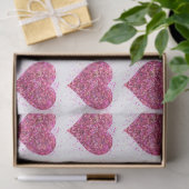 ピンクのスパーキンググリッターハート愛 薄葉紙 (ギフト)