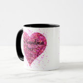 ピンクのスパーキンググリッター最高のハートおばあちゃん マグカップ (正面左)