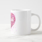 ピンクのスパーキンググリッター最高のハート叔母エバー ジャンボコーヒーマグカップ (右)