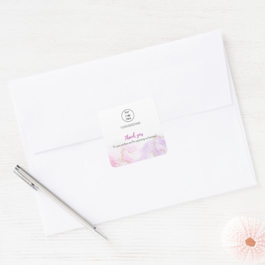 ピンクのスパークリエーションの名刺のレ感謝していート スクエアシール (封筒)