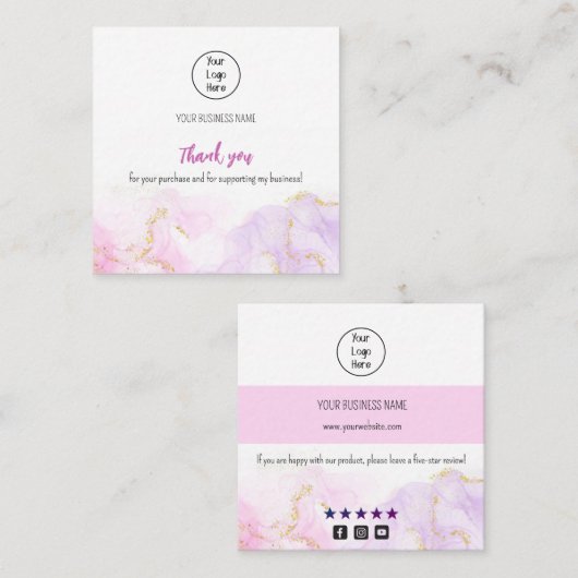 ピンクのスパークリエーションの名刺のレ感謝していート スクエア名刺 (正面/裏面)