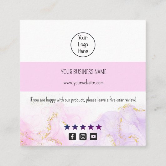 ピンクのスパークリエーションの名刺のレ感謝していート スクエア名刺 (裏面)