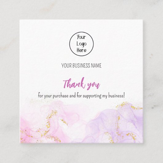 ピンクのスパークリエーションの名刺のレ感謝していート スクエア名刺 (正面)