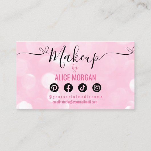 ピンクのスパークリーなメイクアップアーティストグラマー《写真》ぼけ味続編 名刺 (裏面)