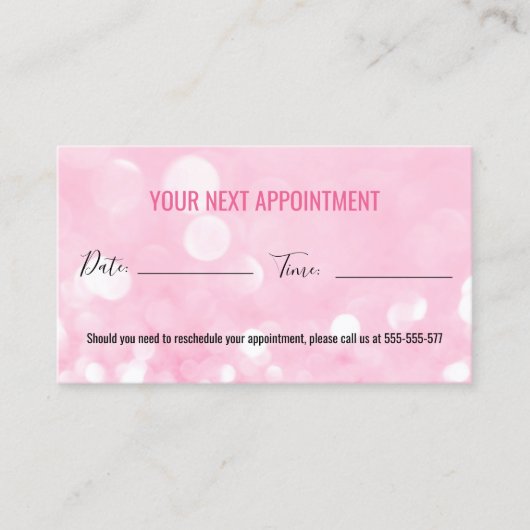 ピンクのスパークリーなメイクアップアーティストグラマー《写真》ぼけ味続編 名刺 (正面)