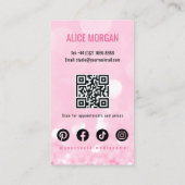 ピンクのスパークリーなメイクアップアーティストグラマー《写真》ぼけ味続編QR 名刺 (裏面)