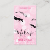 ピンクのスパークリーなメイクアップアーティストグラマー《写真》ぼけ味続編QR 名刺 (正面)