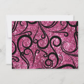 ピンクのスパークリーの女性の誕生日パーティー 招待状 (裏面)