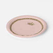 ピンクのスパークリーゴールドグリッター スイート16 プリンセス クラウン ペーパープレート (アングル)