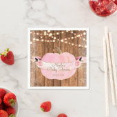 ピンクのスパークルカボチャ秋素朴の木のライト スタンダードカクテルナプキン (インサイチュ)