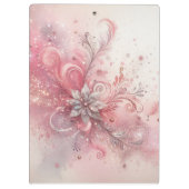 ピンクのスパークルシルバーグリッターの花パーソナライズされた クリップボード (裏面)