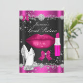 ピンクのスパークルナイト スウィート16 招待状 (スタンド正面)
