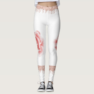 ピンクのスパークルバラ レギンス