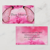 ピンクのスパークルフェイクの蝶のロゴ 名刺 (正面/裏面)