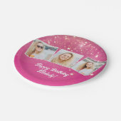ピンクのスパークルフォトコラージュガールズバースデーパーティー ペーパープレート (アングル)
