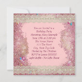 ピンクのスパークル女性写真80th Birthday Party 招待状 (裏面)