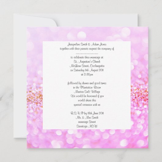 ピンクのスパークル疑問に思結婚式招待状2 招待状 (正面)