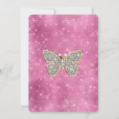 ピンクのスパークル グラム ダイヤモンド ゴールド グリッター 招待状 (裏面)