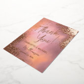ピンクのスパークル フォトオーバーレイ ウェディング サンクス 箔招待状 (回転した状態)
