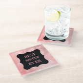 ピンクのスパーク最高のリーシスター・エバー！デザイン ガラスコースター (アングル)