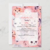 ピンクのスパ spooky ワン ハロウィン バースデー 招待状 (正面)