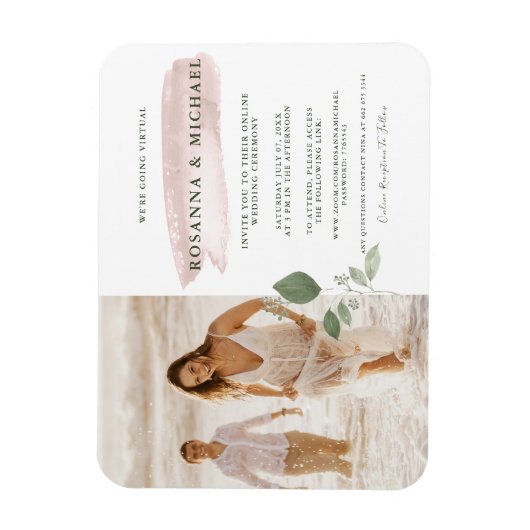 ピンクのスプラッシュウォーター色の緑のバーチャル結婚ズ マグネット (縦)