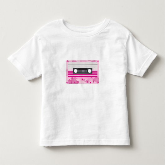 ピンクのスプラッシュ付きピンクカセットテープ トドラーTシャツ (正面)
