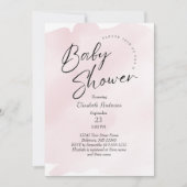 ピンクのスプラッシュ洗浄水の色ベビーガールベビーシャワー 招待状 (正面)