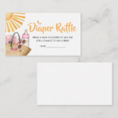 ピンクのスプラッシュ赤ちゃんシャワーおむつラッフル エンクロージャーカード (正面/裏面)