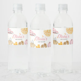 ピンクのスプラッシュ赤ちゃんシャワー ペットボトルラベル