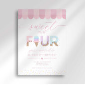 ピンクのスプリンクルで"Sweet to be 4"アイスバースデー 招待状