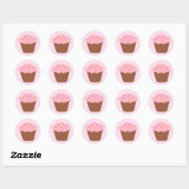 ピンクのスプリンクルカップケーキ ラウンドシール (シート)