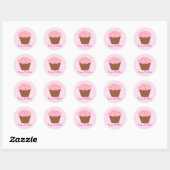 ピンクのスプリンクルカップケーキ ラウンドシール (シート)