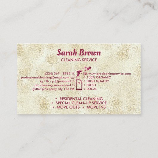 ピンクのスプレーボトル(泡状パーソナライズされた付) 名刺 (裏面)