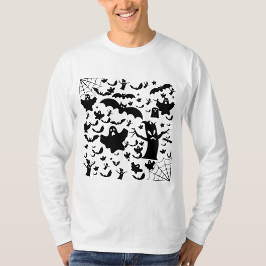 ピンクのスプーキーゴーストシルエットシーン Tシャツ (正面)