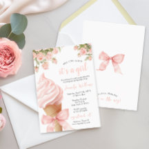 ピンクのスプーンのアイスクリームボウサマー赤ちゃん女の子シャワー