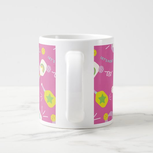 ピンクのスペシャルティマグカップのためのピックボール選手のギフト ジャンボコーヒーマグカップ (裏面)