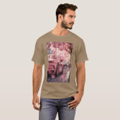 ピンクのスポーツカーと桜の花 レトロ Tシャツ (正面フル)