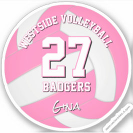 ピンクのスポーツチームカラー バレーボール選手 シール