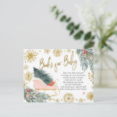 ピンクのスレッジ オフラインで楽しむ 冬の赤ちゃんの絵本 インビテーションポストカード (スタンド正面)