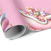 ピンクのスレードクリスマスホリデー ラッピングペーパー (ロールコーナー)