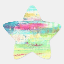 ピンクのスワイプのアートスタンプ 星シール
