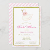 ピンクのスワン招待状, ブライダルシャワー, ベビーシャワー 招待状 (正面/裏面)