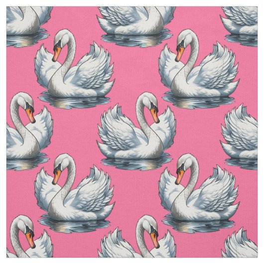 ピンクのスワン鳥の模様のデザイン ファブリック (見本)