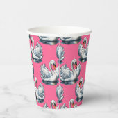 ピンクのスワン鳥の模様のデザイン 紙コップ (右)
