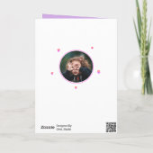 ピンクのスーパーヒーロー漫画バブルフォト誕生日カード カード (裏面)