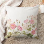 ピンクのセピア色のヴィンテージのバラ草原のイラストレーション クッション (ブランケット)